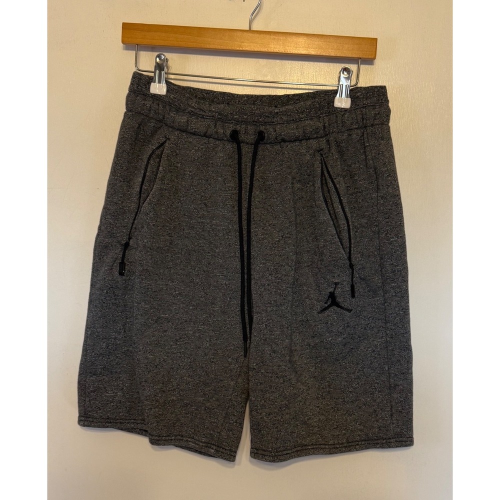 Jordan Mens Fleece Athletic Shorts Charcoal Grey Heather Jumpman Logo Size M